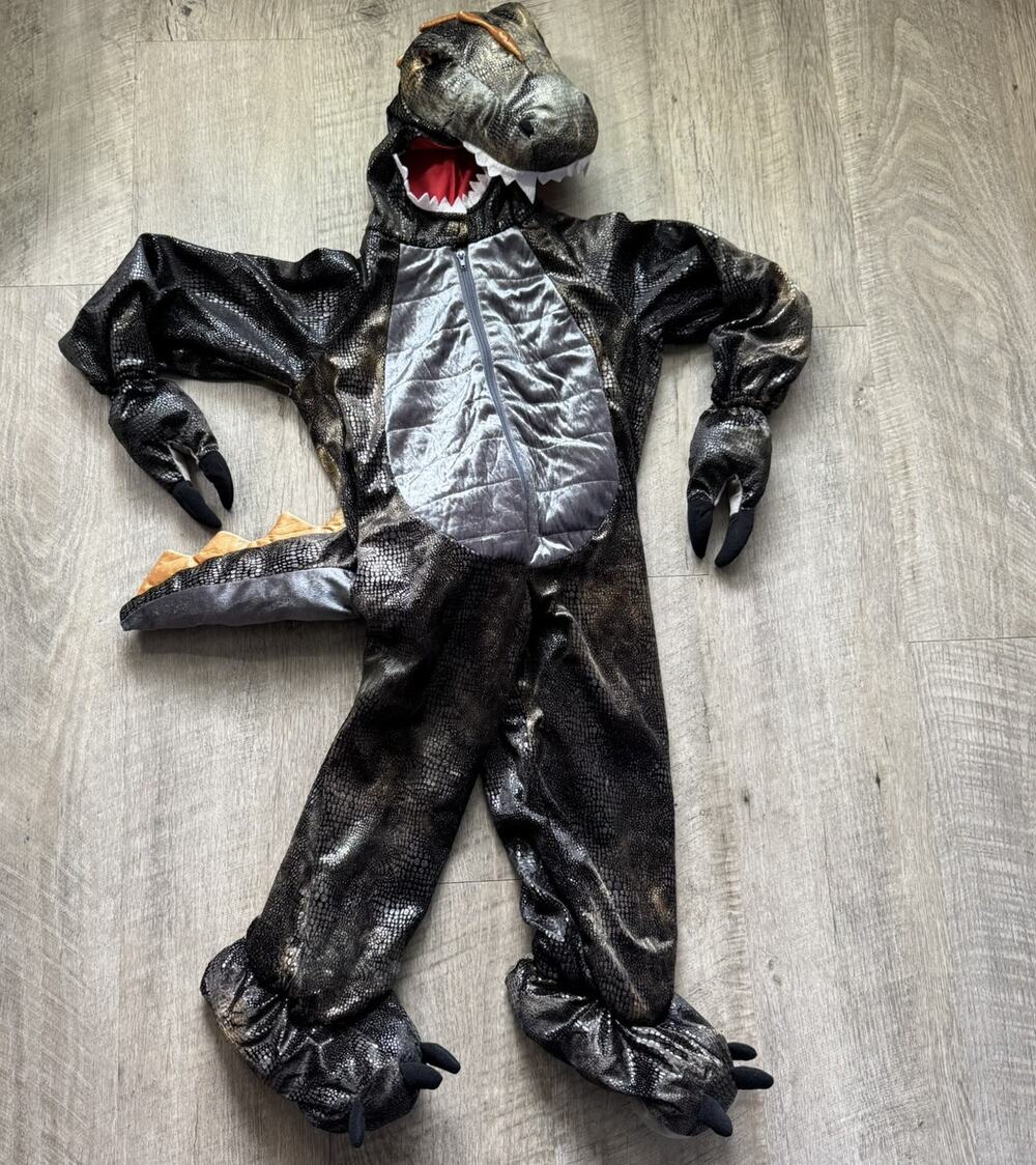 Spooked Plush Black Gold Dinosaur Costume Size 5/6 Dragon Halloween Stuffed Dino